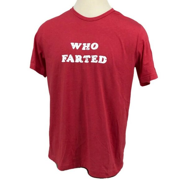 WHO FARTED Graphic Tee T-shirt Short Sleeve Red - Picture 1 of 6